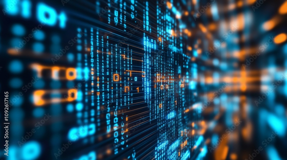 Binary Code Digital Art - Futuristic Technology Design