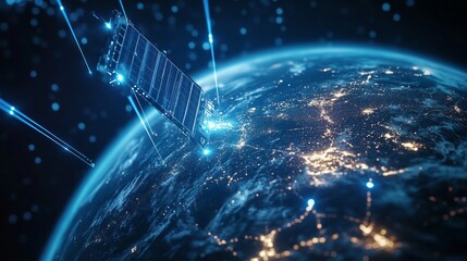 Wall Mural - global satellite network: connecting the world through technology