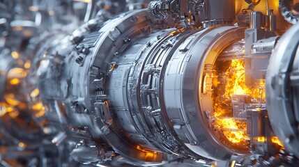 Poster - Energy generation process industrial facility 3d render high-tech environment close-up view innovation in engineering