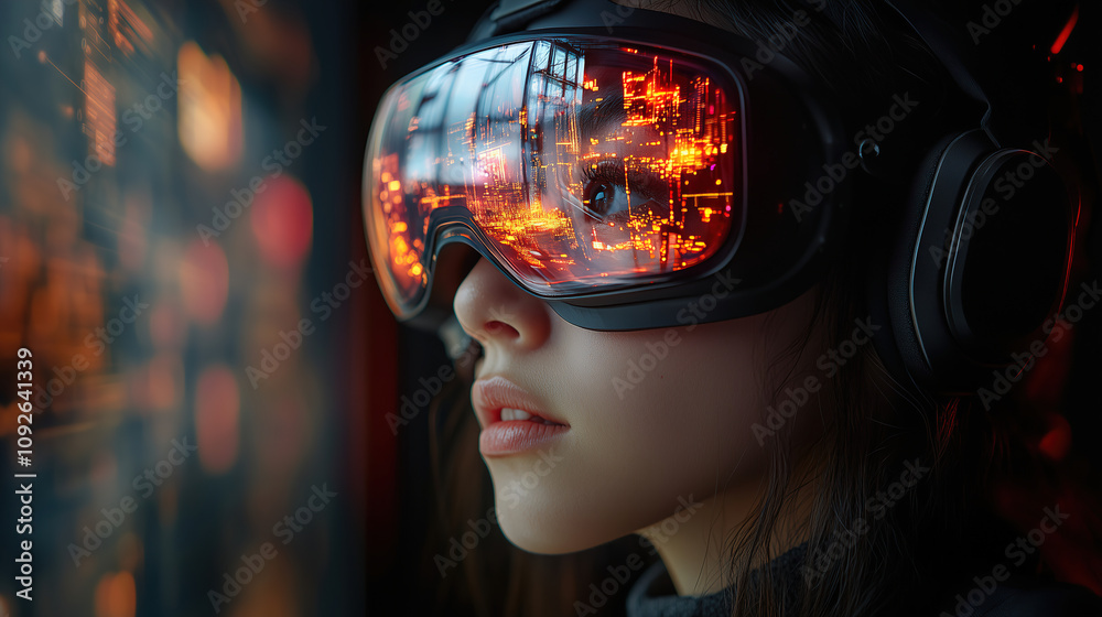 Virtual reality experience showcasing a user immersed in a digital ...