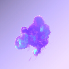 Poster - Fascinating toxic cloud of purple chemical smoke with blue flame tongues on light purple background. 3d rendering digital illustration