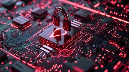 Poster - Securing future technologies digital circuit board graphic design high-tech environment close-up view cybersecurity concept