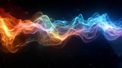 Aufkleber - Abstract colorful energy waves flowing through space with vibrant light dynamics. Radiant energy and motion concept
