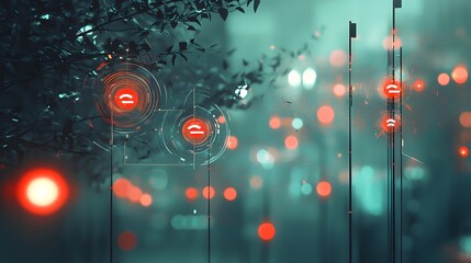 Aufkleber - Urban light interaction city streets digital art nighttime abstract perspective modern technology concept