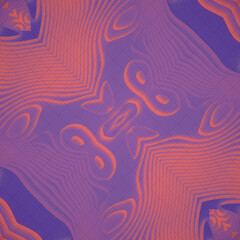 Fototapete - Abstract symmetrical pattern of intricate pink and blue wave outlines. 3d rendering digital illustration