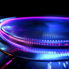 Poster - abstract light patterns in vibrant colors with a round shape and circular motif, ideal for backgroun