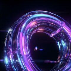 Poster - Abstract Light Trails Spiraling in a Futuristic 3D Space with Vibrant Colors and a Glowing Effect, Perfect for Technology and Digital Art Themes