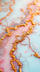 Poster - A stunning surface of tiny gold facets blends with pink and blue hues for an abstract effect