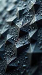 Poster - Close-up view of a textured surface with small triangular and polygonal shapes, accentuated by moisture