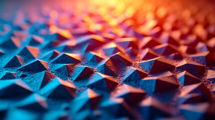 Poster - Colorful triangular and polygon patterns create a textured surface highlighted with vibrant lighting effects