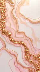 Poster - An abstract design features gold facets on a soft white-pink backdrop, creating a unique aesthetic