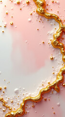 Poster - A vibrant abstract background features gold facets on a flowing white-pink surface, exuding elegance