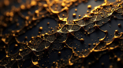 Poster - Close-up reveals a textured surface with shimmering gold facets, highlighting unique design details