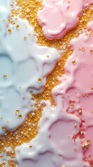 Poster - Beautiful abstract surface featuring soft blue and pink hues with gold facets that create a striking visual effect