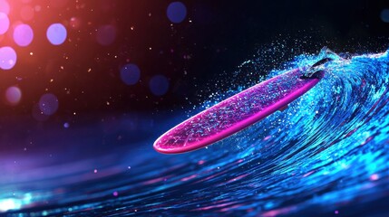 Poster - Futuristic Neon Wave Splash   Dynamic Digital Art Backdrop