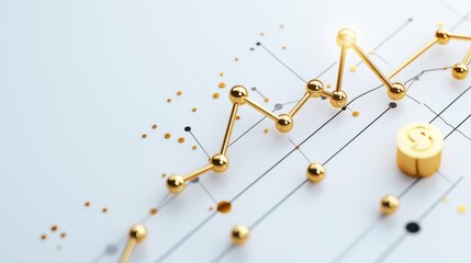 Poster - Intricate Golden Geometric Abstract Digital Pattern on Minimalist Background