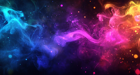 Poster - Vibrant colors swirl and mix creating a mesmerizing abstract nebula effect in this digital artwork