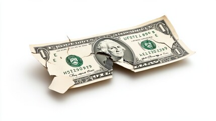 Poster - Crumpled One Dollar Bill on White Background