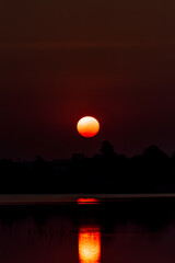 Wall Mural - sun, panoramic beautiful sunset sky, cloud in twilight - nature background