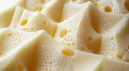 Aufkleber - Close-up view reveals intricate porous texture of pale yellow food item