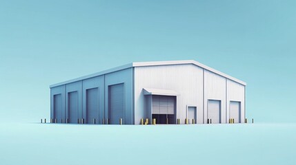 Aufkleber - A large white building with a garage door