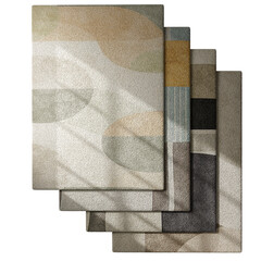 Wall Mural - Four different colored rugs are displayed on a white background