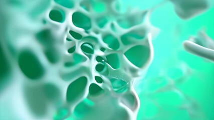 Poster - Futuristic abstract video showcasing a green, mesh-like organic structure with fluid, webbed forms and a soft, dynamic feel.