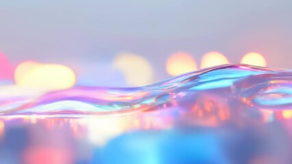 Poster - A soft, iridescent wave in pastel hues with gentle lighting, creating a delicate, dreamy, and ethereal abstract effect.