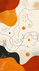 Poster - Abstract artwork showcases dynamic shapes and lines in warm tones, creating a lively composition that inspires creativity and imagination