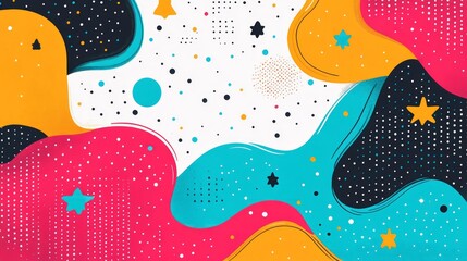 Poster - Bold colors and dynamic shapes intertwine to form an eye-catching abstract design. This lively artwork is perfect for creative projects and digital backgrounds