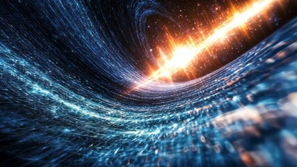 Poster - Abstract Representation of a High-Energy Phenomenon with Dynamic Light Trails and Fluid Motion in Deep Space, Capturing the Essence of a Turbocharged Cosmic Event