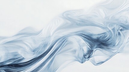 Poster - A swirling stream of water in pale blue tones, gently flowing on a pure white background, creating a tranquil and clean visual