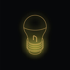 Poster - neon lightbulb glowing on a black background, representing ideas and innovation