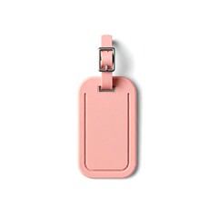 Wall Mural - Pink rectangular rubber luggage tag isolated on white background	