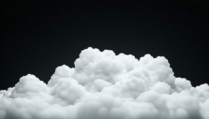 Poster - Fluffy white clouds appear softly against a dark backdrop, creating a serene atmosphere