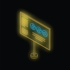 Poster - Neon billboard showing growing chart and text on black background