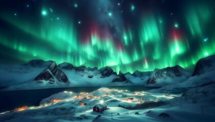 Wall Mural - Landscape with northern lights	
