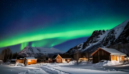Wall Mural - Landscape with northern lights	
