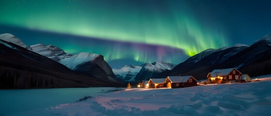 Wall Mural - Landscape with northern lights	
