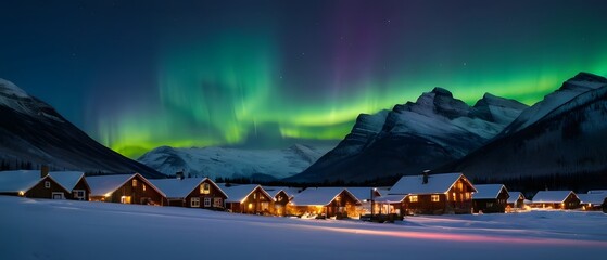 Wall Mural - Landscape with northern lights	
