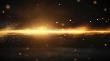 Poster - Stunning Celestial Explosion in Yellow Tones with Sparkling Particles Against a Dark Background, Perfect for Artistic and Abstract Creations