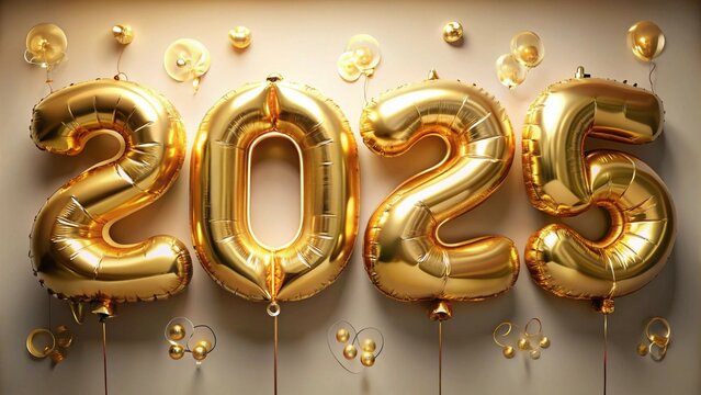 Golden 2025 Balloons Sparkling - Ideal for New Year Celebrations, Parties, and Festive Decor
