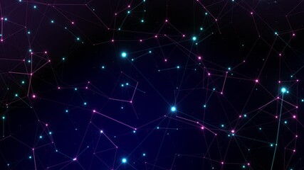 Poster - Abstract dark glowing futuristic web particle connection background animation
