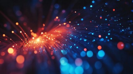 Poster - A colorful, abstract image of a wire with red and blue lights