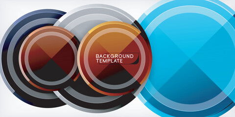Poster - Abstract background - multicolored circles, trendy minimal geometric design, vector illustration