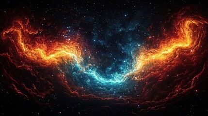 Wall Mural - vibrant cosmic nebula in fiery colors