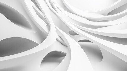 Aufkleber - White abstract forms background different shapes. Minimalistic white bright background futuristic texture