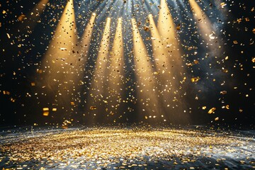 Poster - Glistening golden confetti under dramatic lights