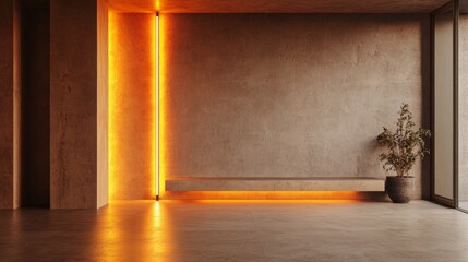 Fototapete - A room with a plant and a bench