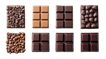  Chocolate bar on transparent on white background.